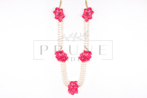 Hot Pink Five Flower Necklace