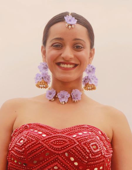 Set of Five - Maang Tikka, Jhumkie, Choker, Bangles & Kaleere