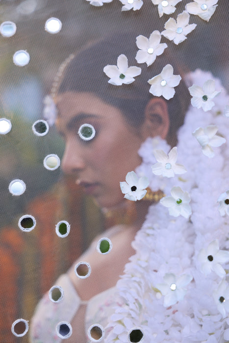 The Prune Dupatta - Tulle Floral Dupatta