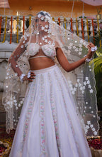 The Prune Dupatta - Tulle Floral Dupatta
