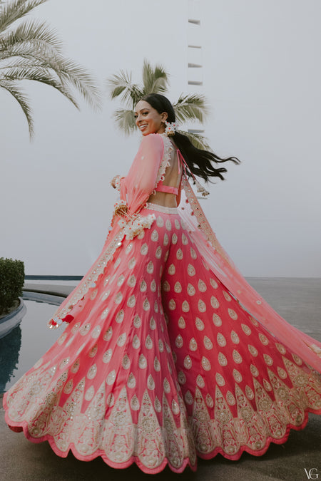 Bespoke single flower maang tikka in signature silk, an original design by Leesha Arora.