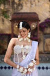 Sun-Kissed Pithi Set: Luxury yellow silk floral jewelry for Haldi ceremony.