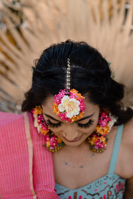 Traditional maang tikka with jhumkas earrings jewelry set