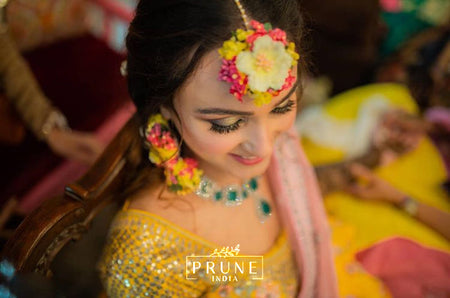 Modern Indian Bridal Floral Jewelry - Maang Tikka & Jhumkas