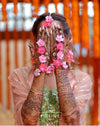 Bride in Set of Four - Maang Tikka , Jhumkie with Floral kaanchain, Choker & Haath Phool