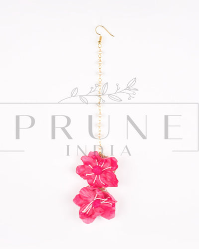 Hot Pink Two Flower Maang Tikka