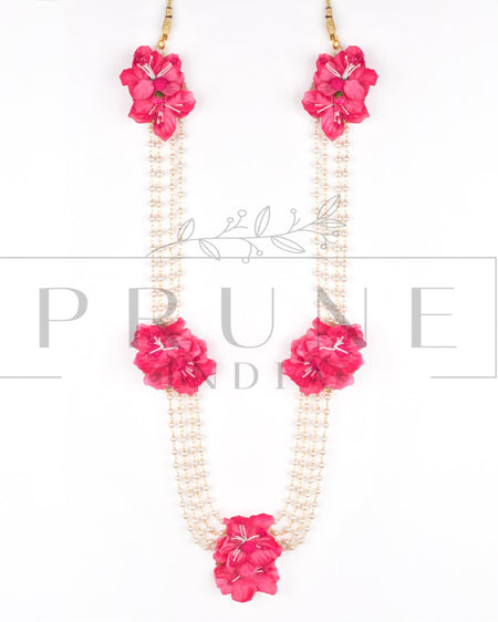 Hot Pink Five Flower Necklace
