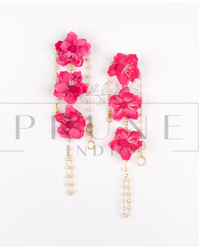 Hot Pink Three Flower Anklets