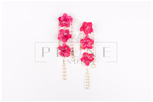 Hot Pink Three Flower Anklets