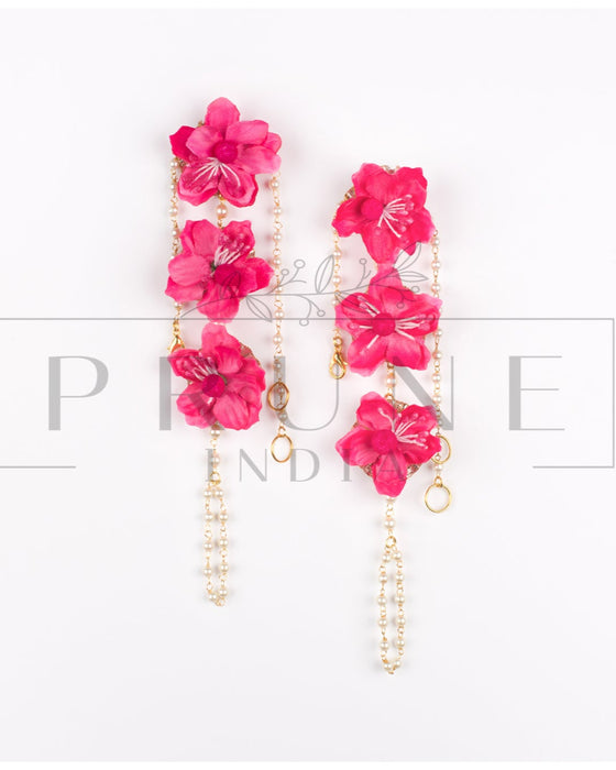 Hot Pink Three Flower Anklets