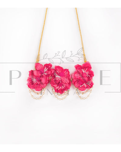 Hot Pink Three Flower Choker