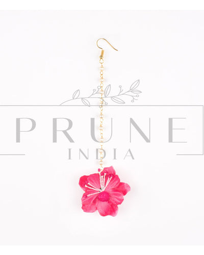 Hot Pink Single Flower Maang Tikka