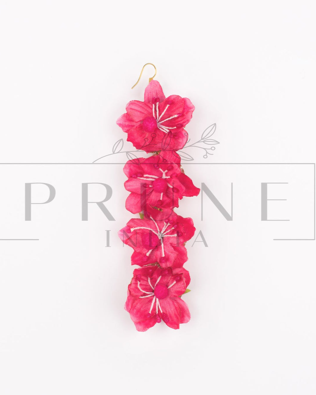 Hot Pink Four Flower Straight Maang Tikka