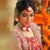 Set of Four - Maang Tikka, Earrings with Bead Kaanchain, Choker & Haath Phool