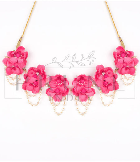 Hot Pink Six Flower Choker