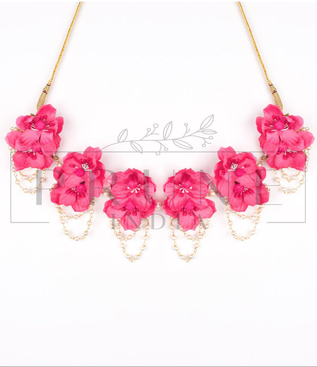 Hot Pink Six Flower Choker