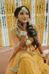 Sustainable floral haath phool with attached kaleere for a destination wedding Haldi.