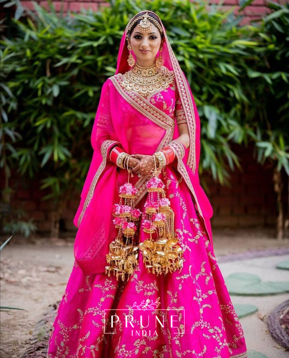Handcrafted Arpit-inspired floral bridal kaleere with silk flowers and pearls by Prune India