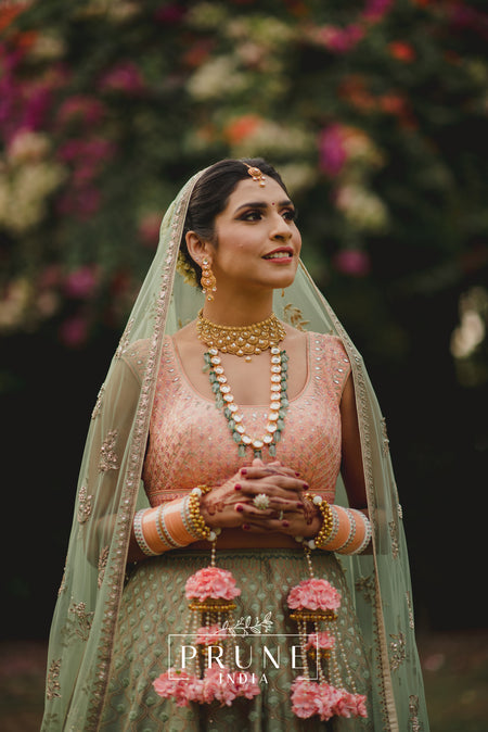 Real bride in Prune India luxury Floral Kaleere