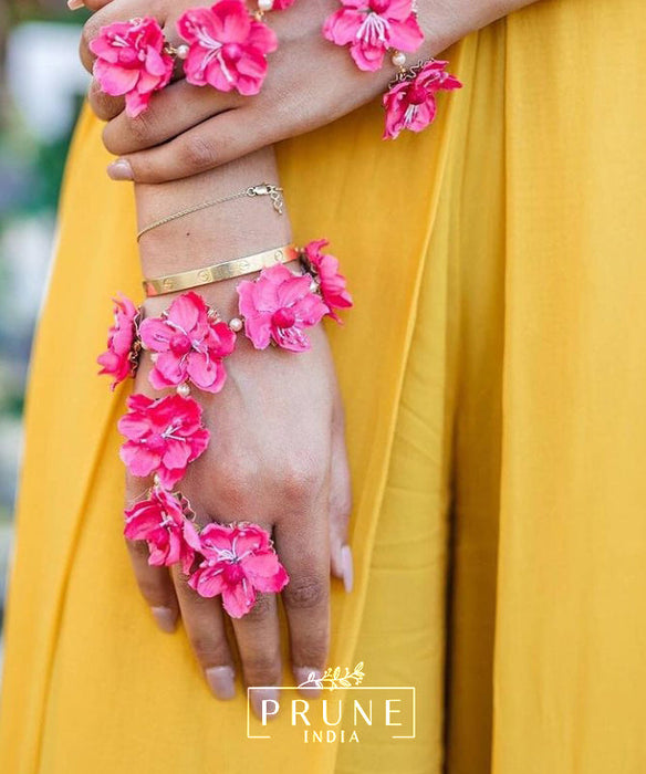 Original Six-Flower silk choker by Leesha Arora, as seen in the Tanya Chadha & Adhiraj Vogue feature.