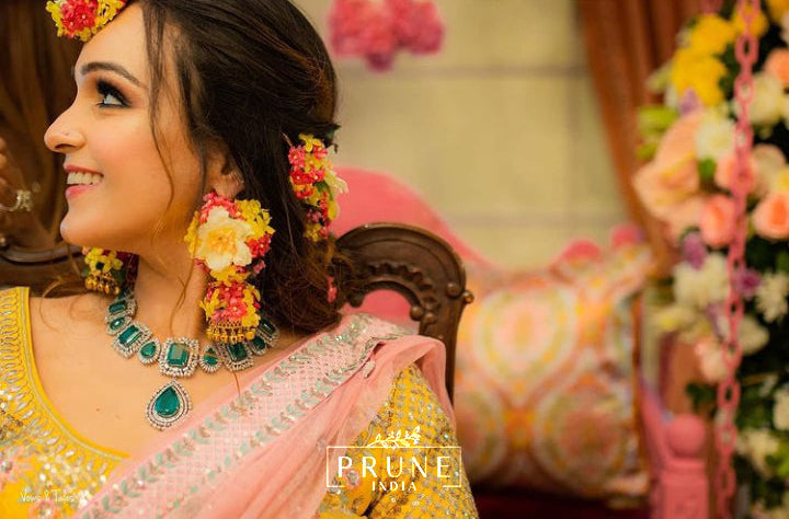 Modern Indian Bridal Floral Jewelry - Maang Tikka & Jhumkie
